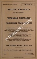 Working Timetable of Conditional Trains - Section YJ - Chesterfield, Tinsley, Sheffield, Leeds, York; Wath, Healey Mills, Skipton; Hebden Bridge; Doncaster; Stainforth; Mansfield; Shirebrook; Barrow Hill - 3 Oct. 1977 to 7 May 1978 by British Railways Eastern Region